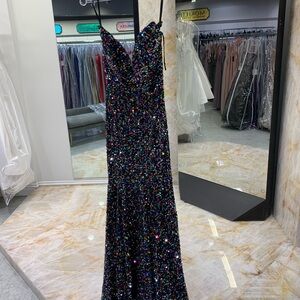 Stunning rainbow sequins prom dress